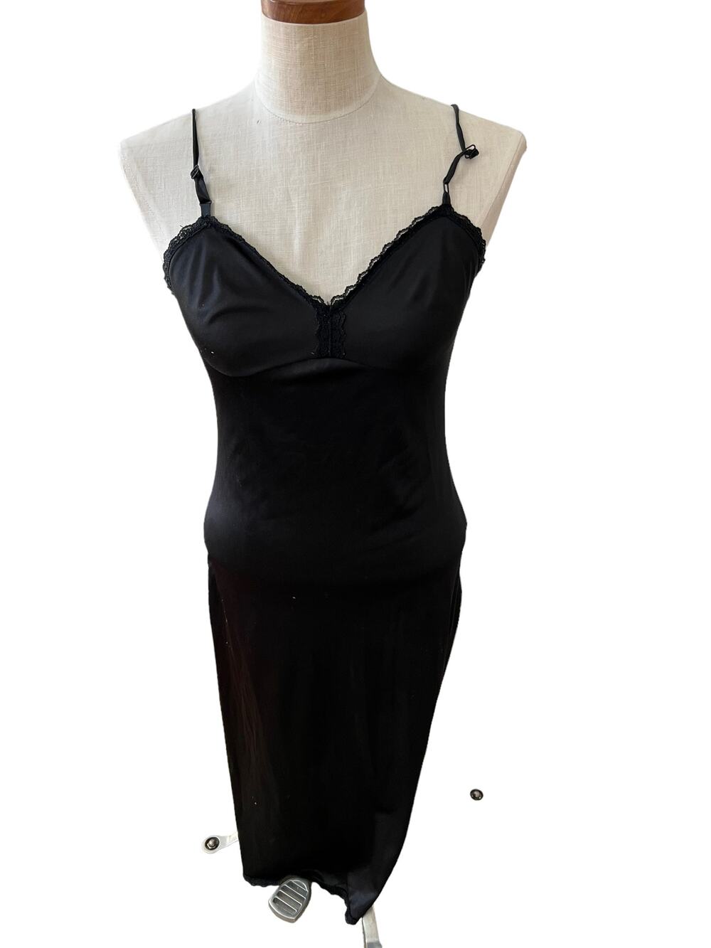 Vintage Sears Black Lace trimmed Full Slip